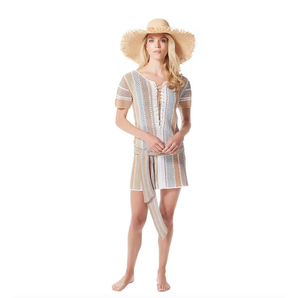Florabella Eclipse 100% Cotton Crochet Beaded Boho Dress‎ Medium - Picture 1 of 9